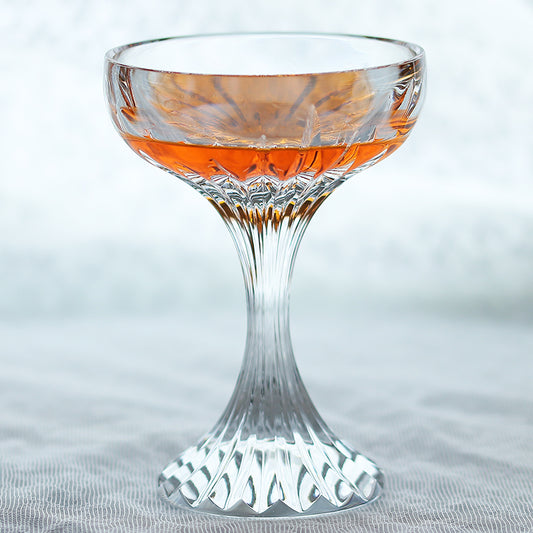 K9 Crystal Cut Coupe Cocktail Glass Vintage Embossed Stemmed Goblet