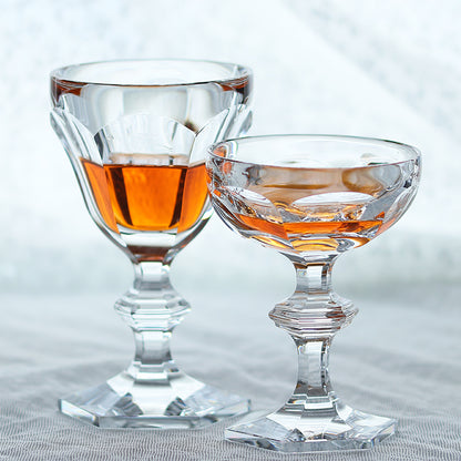 JP-082 125 ml Luxury K9 Crystal Glass Champagne Coupe Hand Cut Beveled Geometry
