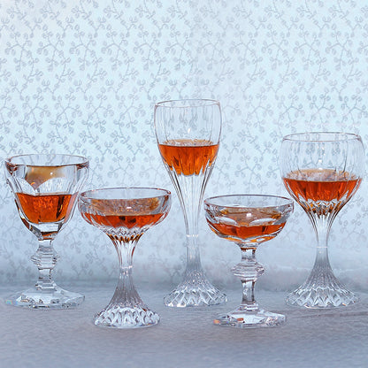 JP-082 125 ml Luxury K9 Crystal Glass Champagne Coupe Hand Cut Beveled Geometry