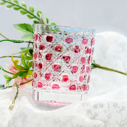 Pink Crystal Glass Hand Cut Diamond Crystal Glass 9oz