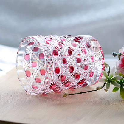Pink Crystal Glass Hand Cut Diamond Crystal Glass 9oz