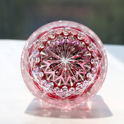 24% Lead Crystal Hand Cut To Clear Whiskey Glass Pink