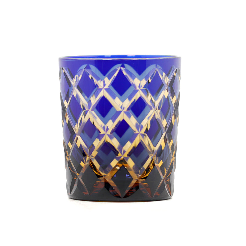 Hand Cut Colored Overlay Lead-Free Crystal Whiskey Tumbler