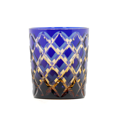 Hand Cut Colored Overlay Lead-Free Crystal Whiskey Tumbler