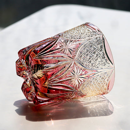 24% Lead Crystal Hand Cut To Clear Whiskey Glass Pink