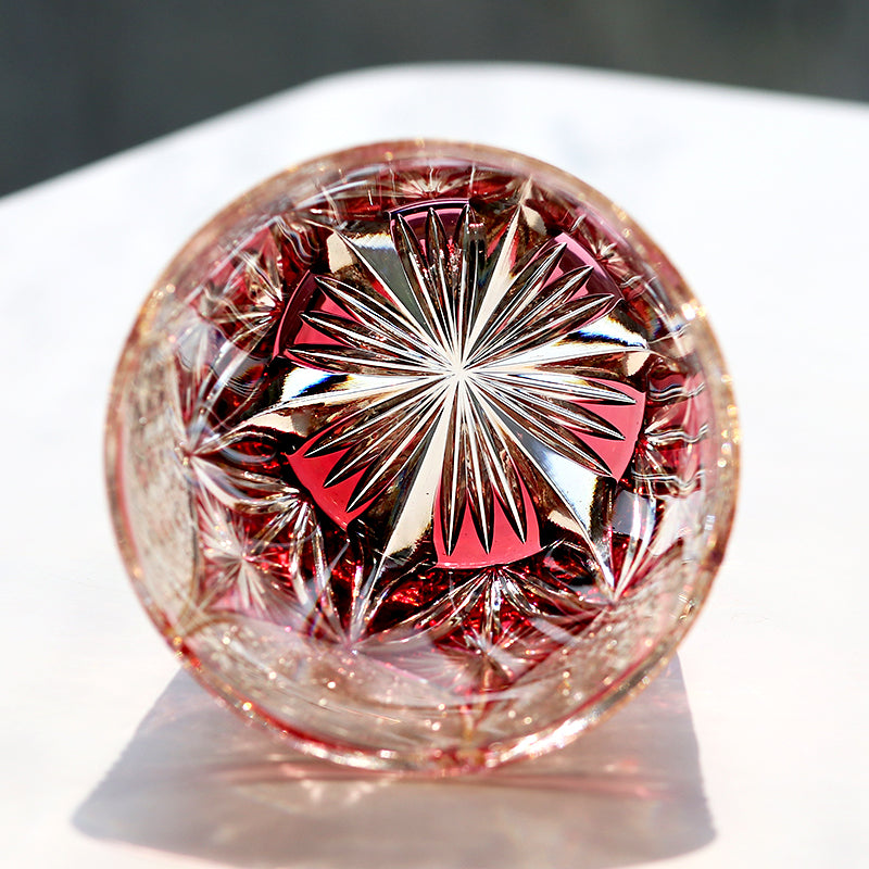 24% Lead Crystal Hand Cut To Clear Whiskey Glass Pink