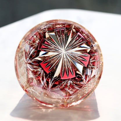 24% Lead Crystal Hand Cut To Clear Whiskey Glass Pink