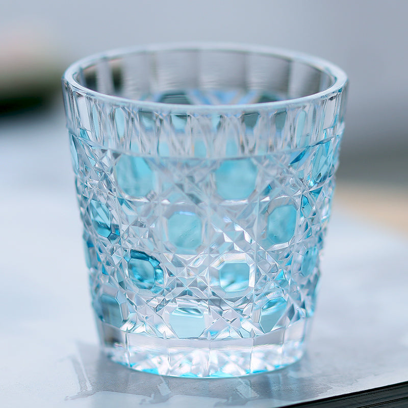 QJ-05  35ml Hand Cut To Clear mult-colored soju shot glass for whiskey, vodka, tequila, chilled sake