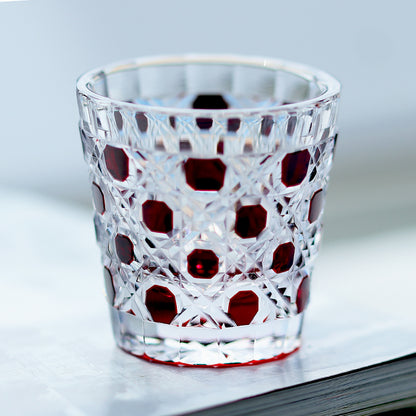 QJ-05  35ml Handmade ruby red edo kiriko chilled sake glass 1.5 oz min shot glass for whiskey, vodka, tequila