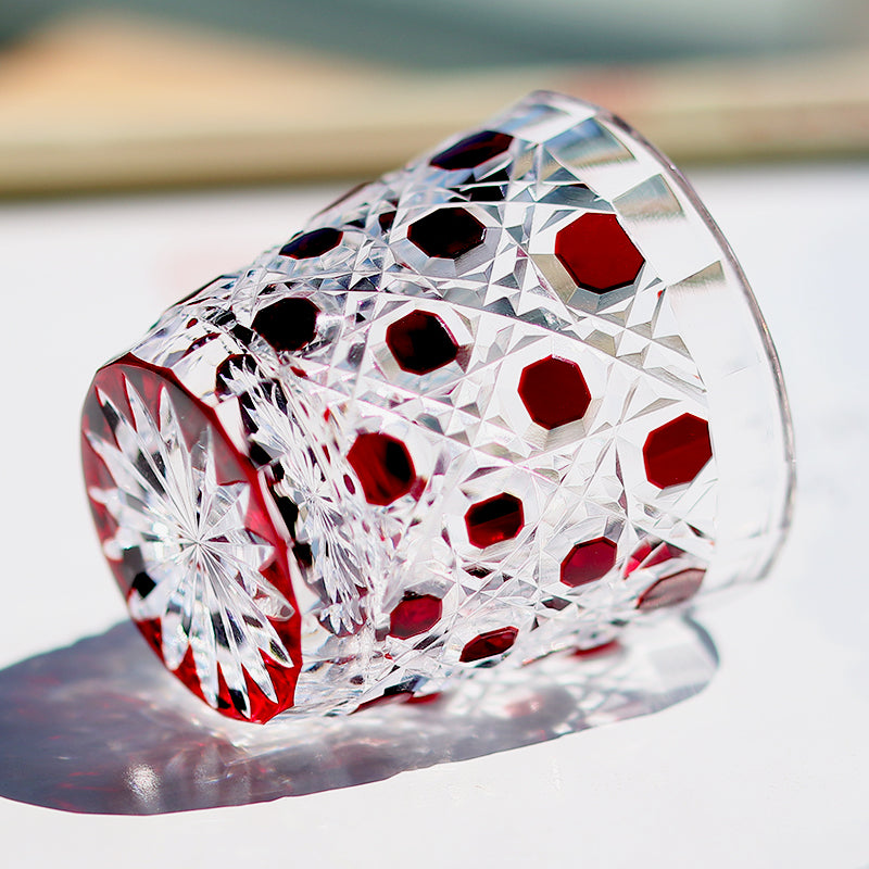 Polka Dot Diamond Grid Edo Kiriko Shot Glass