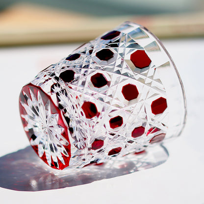 Polka Dot Diamond Grid Edo Kiriko Shot Glass