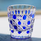 QJ-05  35ml Hand Cut To Clear Dark Blue soju shot glass for whiskey, vodka, tequila, chilled sake