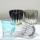 JP-050-2 New 11 oz  Edo Kiriko Dark Purple Cased Glass Whiskey Old Fashioned Tumblers Hand engraved Asterism Patterns