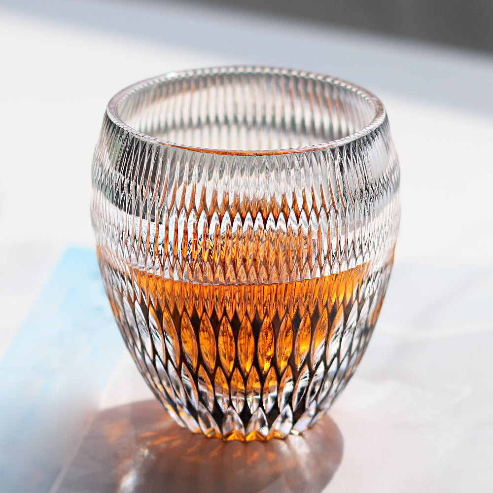 Lead Crystal Gray Hand-cut Whiskey Tumbler