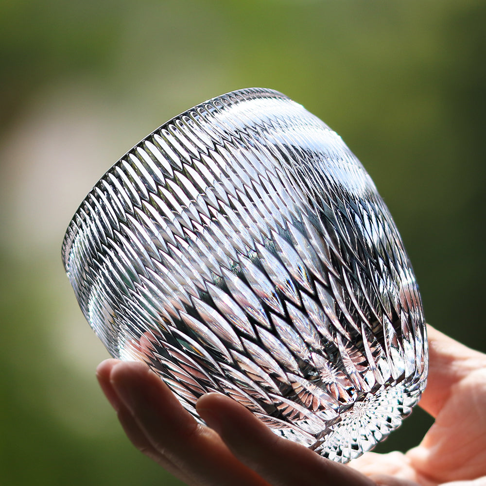 Lead Crystal Gray Hand-cut Whiskey Tumbler