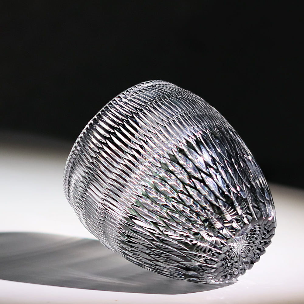Lead Crystal Gray Hand-cut Whiskey Tumbler