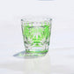 QJ-06-2  35ml Hand Cut Bamboo Design Sake Glass Green Edo Kiriko soju shot glass for whiskey, vodka, tequila, chilled sake