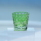QJ-06-1  35ml Hand Cut To Clear Green soju shot glass Carved Wave Design Min Glasses for whiskey, vodka, tequila, chilled sake