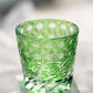 QJ-06-1  35ml Hand Cut To Clear Green soju shot glass Carved Wave Design Min Glasses for whiskey, vodka, tequila, chilled sake