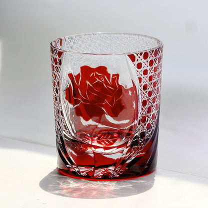 Red Rose With Heart Edo Kiriko Glass