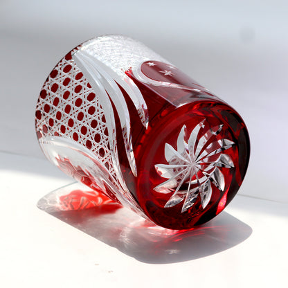 Red Rose With Heart Edo Kiriko Glass
