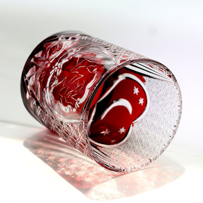 Red Rose With Heart Edo Kiriko Glass
