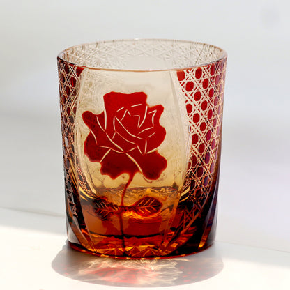 Rose Cut-to-Clear Crystal Whiskey Glass