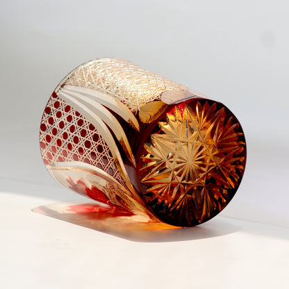 Rose Cut-to-Clear Crystal Whiskey Glass