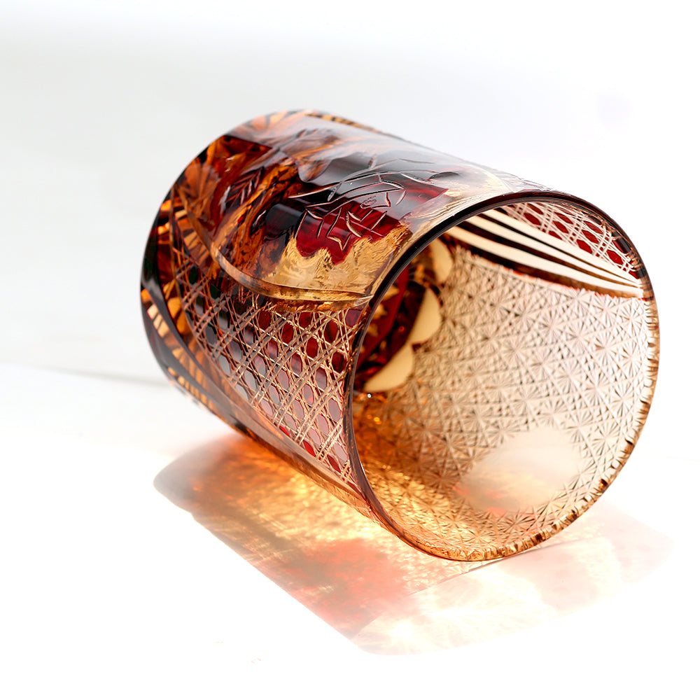 Rose Cut-to-Clear Crystal Whiskey Glass