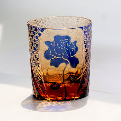 Rose Cut-to-Clear Crystal Whiskey Glass