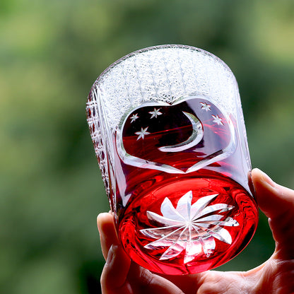 Red Rose With Heart Edo Kiriko Glass