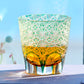 JP-048-3 320ml Green Tinted Crystal Glass Old Fashioned Whiskey Tumblers Hand Cutting Chrysanthemum Design