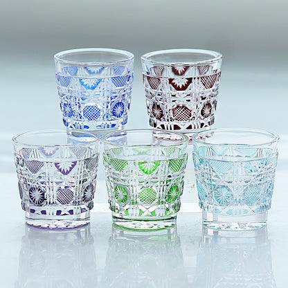 QJ-07 New Sky Blue 35m edo kiriko sake glass 1 oz min shot glasses for whiskey, vodka, tequila