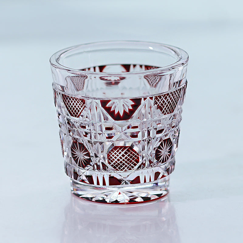 QJ-07 New Hand Cut To Clear Shot Glass 30ml ruby red edo kiriko sake glass 1 oz min glasses for whiskey, vodka, tequila