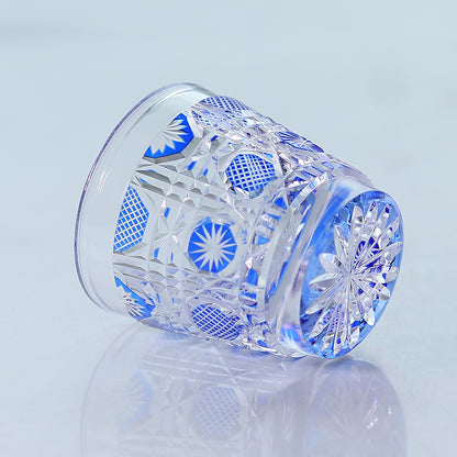 QJ-07 New Dark Blue 35ml edo kiriko sake glass 1 oz min shot glasses for whiskey, vodka, tequila