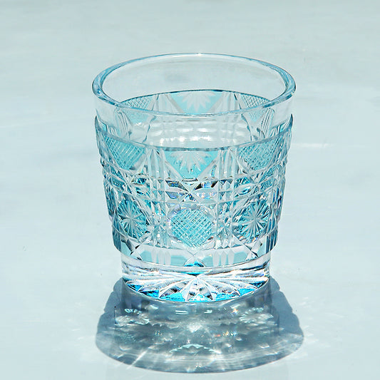 QJ-07 New Sky Blue 35m edo kiriko sake glass 1 oz min shot glasses for whiskey, vodka, tequila