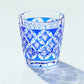 QJ-08  Hand cut to clear dark blue 35ml edo kiriko shot glass sake glass 1 oz min soju glasses vodka, tequila