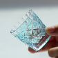 QJ-08  Hand cut to clear sky blue 35ml edo kiriko shot glass sake glass 1 oz min soju glasses vodka, tequila