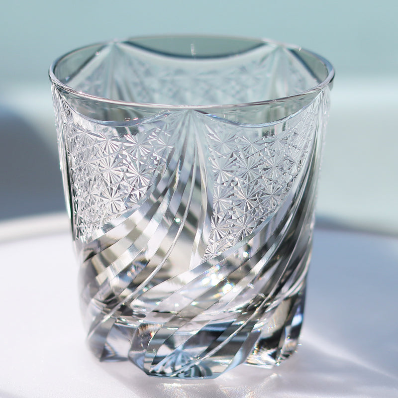 Primary image of Hand Cut Crystal Whiskey Glass Tumber Edo Kiriko Gray - hand-cut crystal glassware