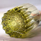 JP-091  Handcrafts Edo Kiriko‘s Olive Green K9 Crystal Whiskey Glass Engraved Orgue Bevel Patterns In Gift Box