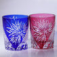 JP-124 Handcrafts Japanese Style Edo Kiriko Whiskey Glasses Gold Pink Edo Chrysanthemum Pattern