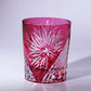 JP-124 Handcrafts Japanese Style Edo Kiriko Whiskey Glasses Gold Pink Edo Chrysanthemum Pattern