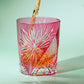 JP-124 Handcrafts Japanese Style Edo Kiriko Whiskey Glasses Gold Pink Edo Chrysanthemum Pattern