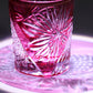 JP-124 Handcrafts Japanese Style Edo Kiriko Whiskey Glasses Gold Pink Edo Chrysanthemum Pattern