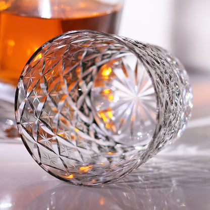 JP-051-4  New 320ml Japanese Style Whiskey Glass Edo Kiriko's Circle Mesh With Gift Box
