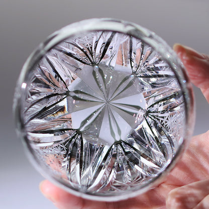 JP-101 350ml Handcrafts Edo Kiriko's Hand Cut To Clear Grey Round Whisky Glass With Gift Box