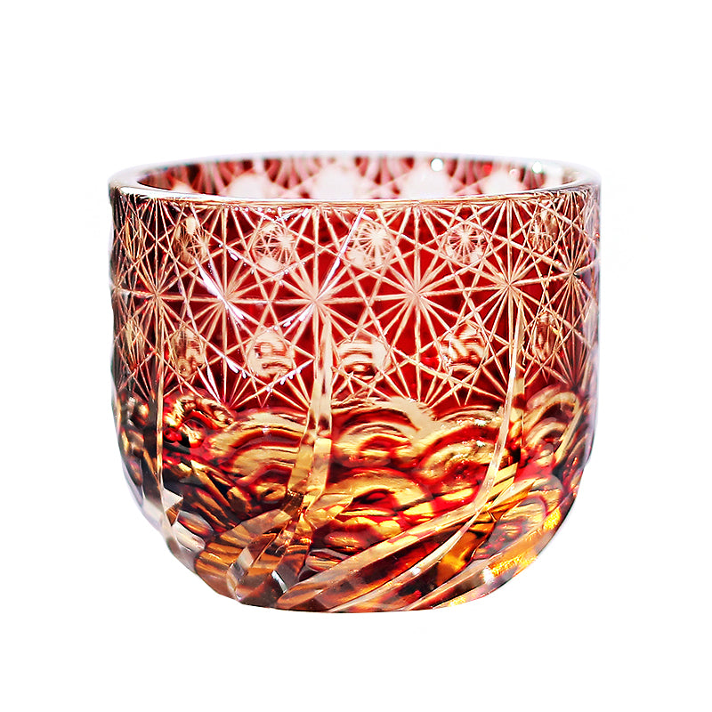 6 Styles Red-Amber Edo Kiriko Shot Glasses