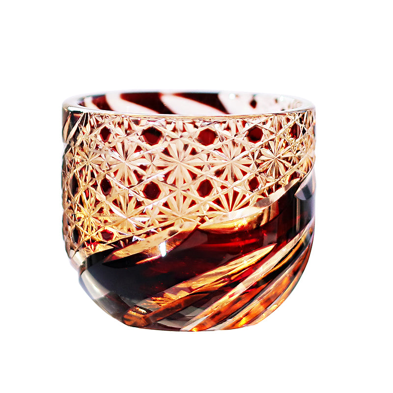 6 Styles Red-Amber Edo Kiriko Shot Glasses