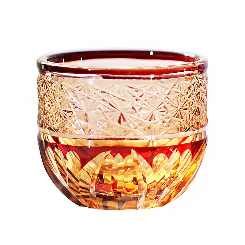 6 Styles Red-Amber Edo Kiriko Shot Glasses