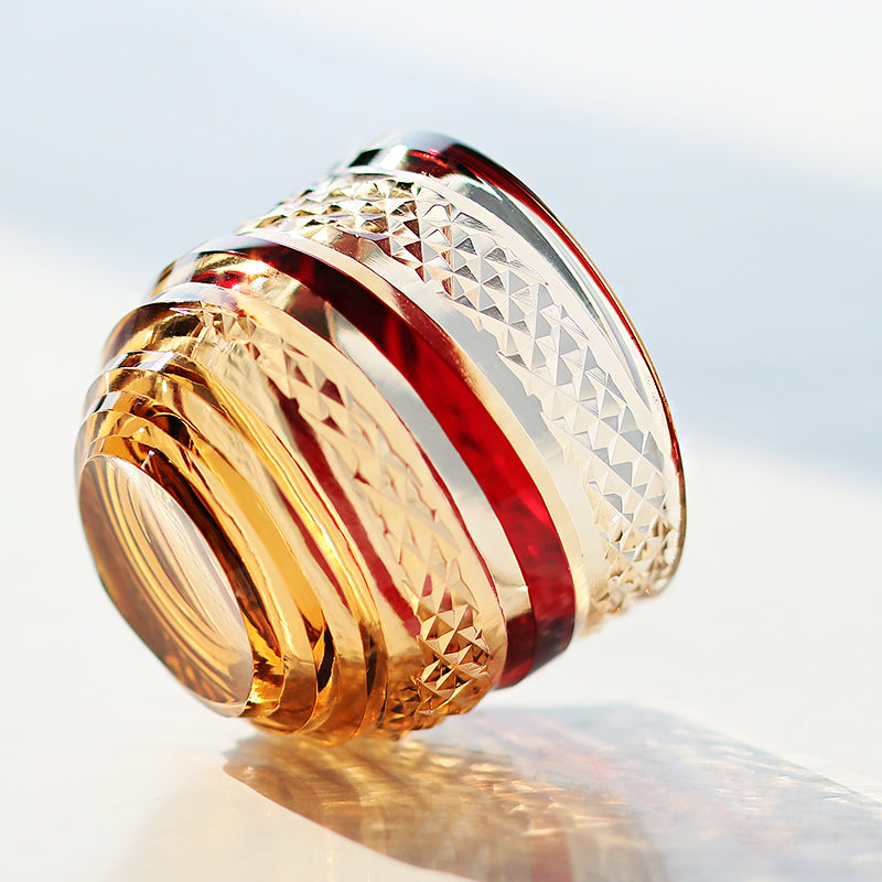 6 Styles Red-Amber Edo Kiriko Shot Glasses